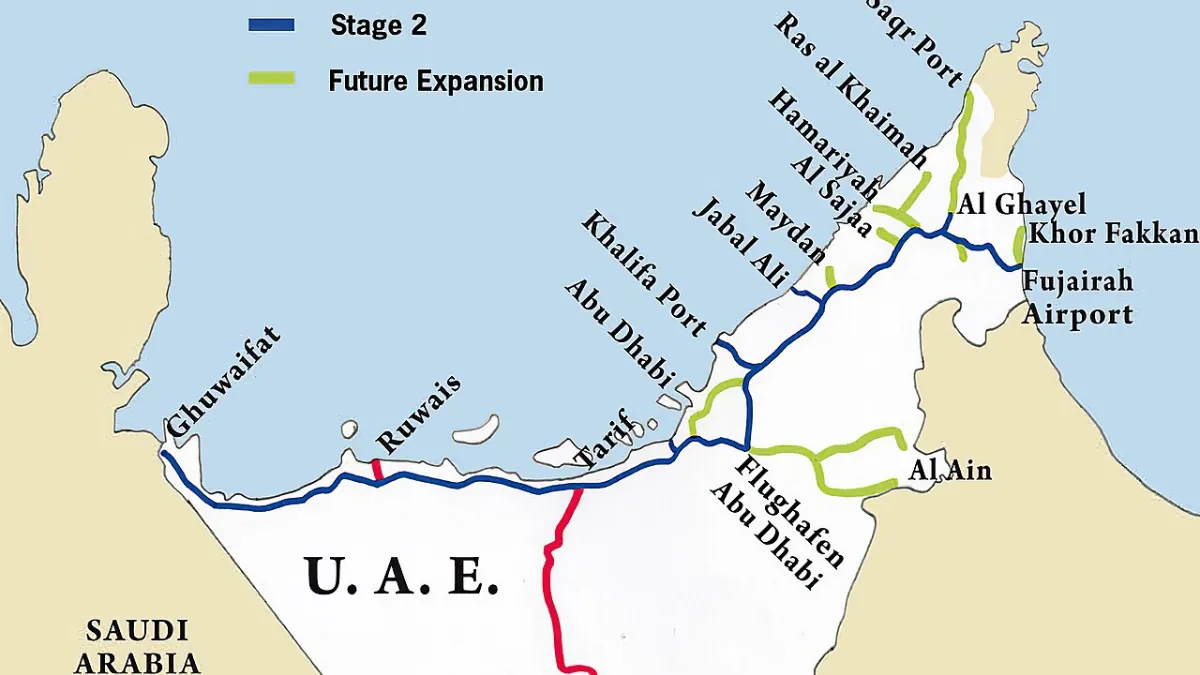 UAE 철도망 계획도 (2022년 기준)